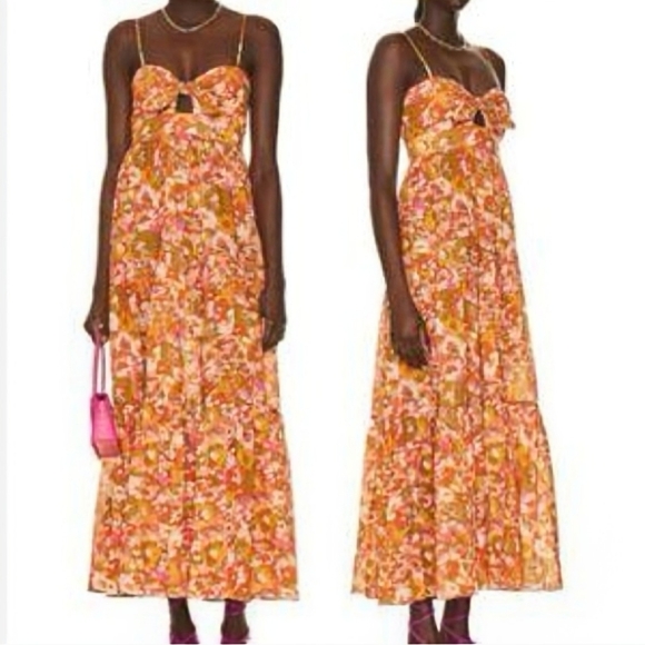 HOUSE OF HARLOW 1960 BOHEMIAN TIERED MAXI DRESS SMOKED BACK WOMENS SIZE XS - Picture 6 of 11